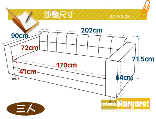 【Margaret】歐式風情獨立沙發-2+3(黑/紅/卡其/咖啡/深咖啡)