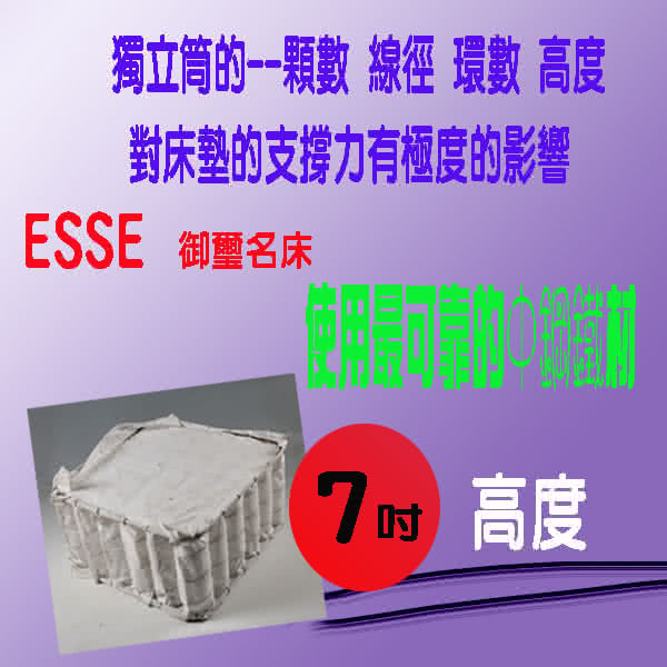 【ESSE御璽名床】抗菌防蹣三線加高獨立筒5尺-雙人