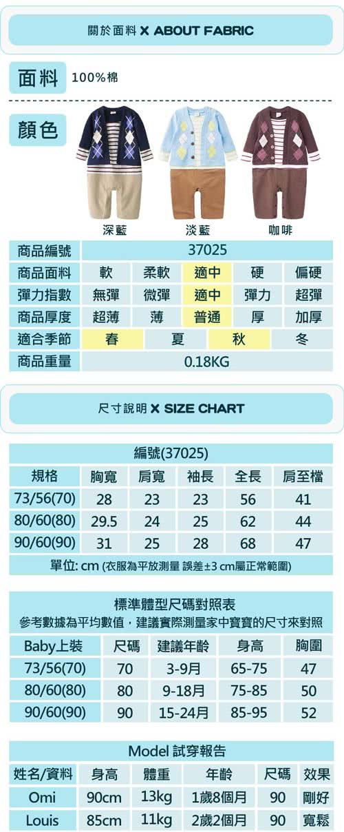 【baby童衣】連身衣 假兩件紳士菱格背心爬服 37025(共三色)