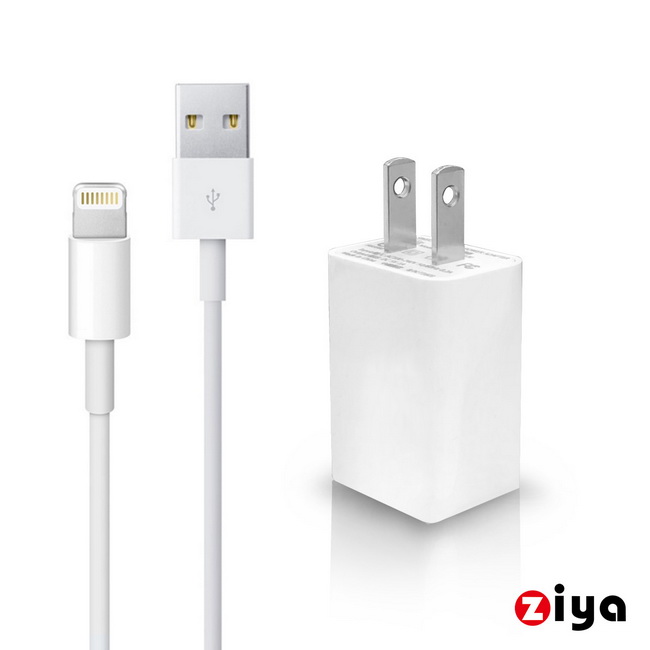 【ZIYA】iPhone Lightning 8pin USB充電器與充電線組合 時尚靚點款(符合台灣BSMI認證)