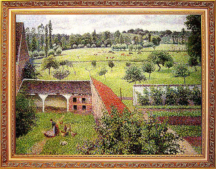 【開運陶源】Camille Pissarro卡密爾-畢沙羅.大幅93x73cm(厄哈格尼 我窗外的景緻)