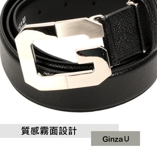 【GINZA U】經典方字G LOGO扣式皮帶(窄版L)