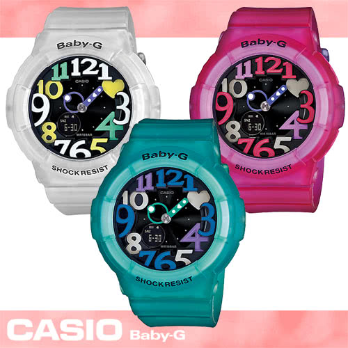 【CASIO 卡西歐 Baby-G 系列】夏季潮流霓虹多彩流行女錶(BGA-131 果凍色)