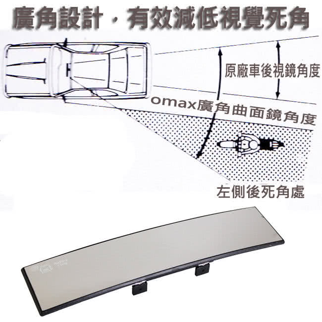 【omax】廣角鍍鉻曲面後視鏡300mm-1入