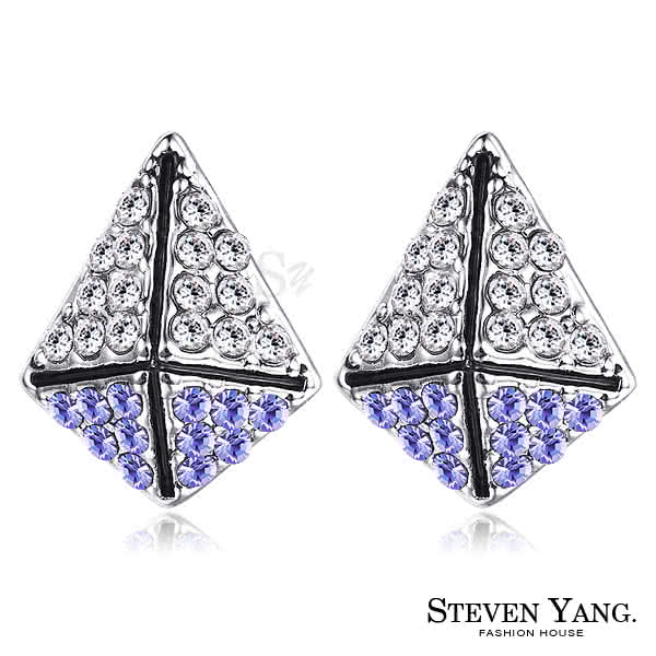 【STEVEN YANG】正白K飾「甜蜜防禦」耳針式耳環 KG4077(紫水晶)