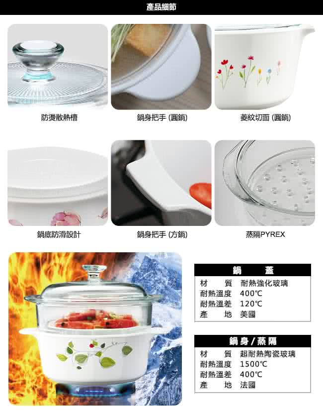 【美國康寧 Corningware】2.25L圓形康寧鍋-花漾彩繪