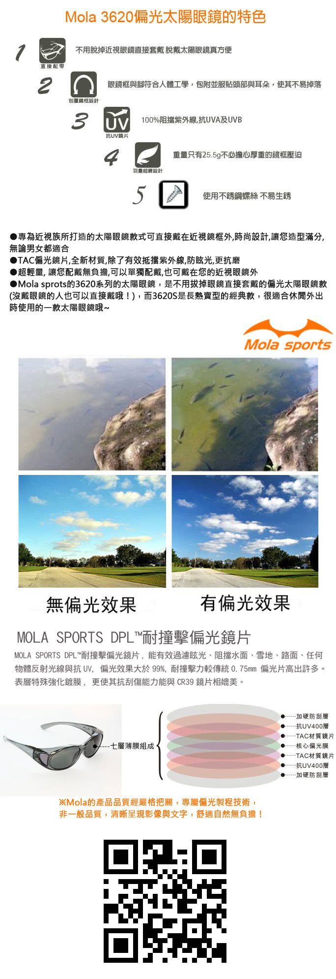 【MOLA 摩拉】近視/老花眼鏡族可戴-時尚偏光太陽眼鏡 套鏡 鏡中鏡(3620Scg)