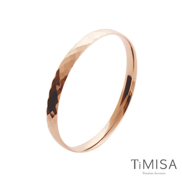 【TiMISA】格緻真愛 純鈦手環(寬版-玫瑰金)