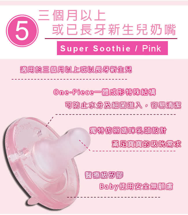 【PHILIPS香草奶嘴】早產/新生兒專用奶嘴(5號粉紅Super Soothie Pink)