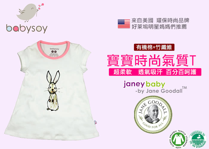 【美國 Babysoy】有機棉春夏氣質2件組套裝(上衣213兔子+長褲526玫瑰紅)