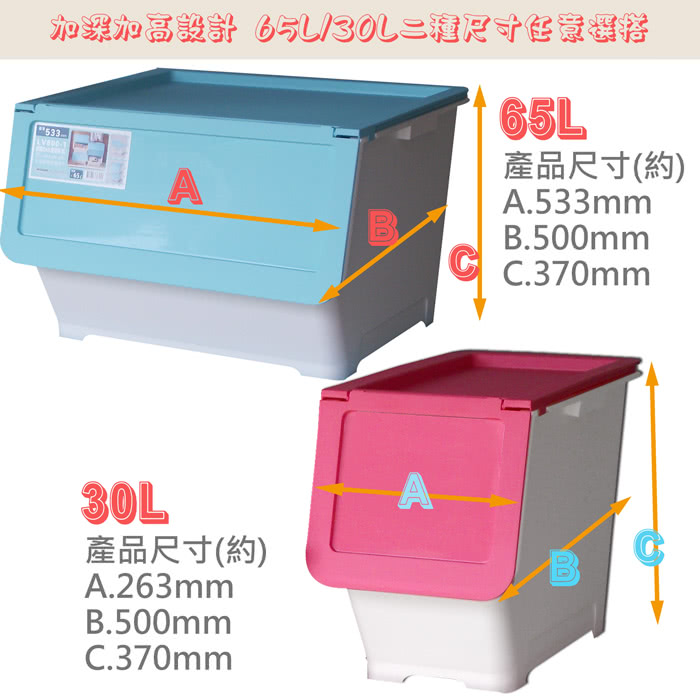 【聰明收納】樂彩 65L+30L直取收納箱實用四件組