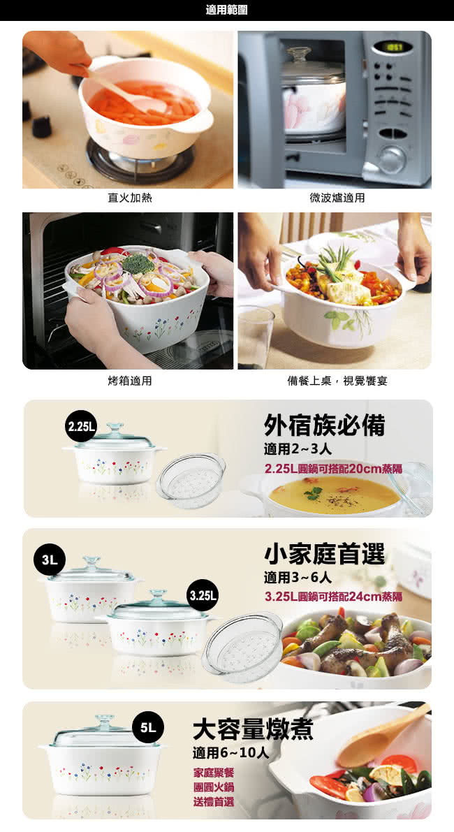 【美國康寧 Corningware】3L方形康寧鍋-春漾花朵