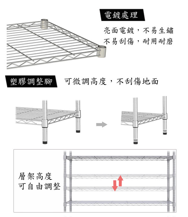 【海克力士】60*45*120三層置物鐵架