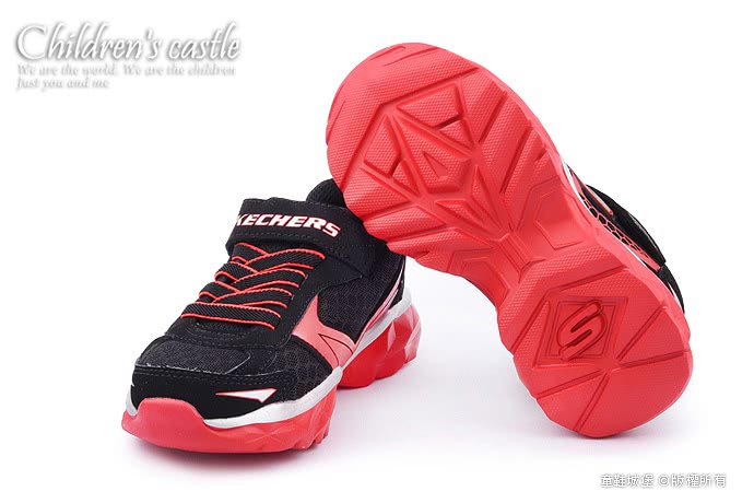 【SKECHERS】中大童 輕量彈性運動鞋(95271LBKRD-黑紅)