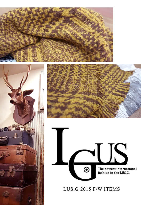 【Lus.G】英式粗針勾織千鳥紋厚圍巾(共4色)