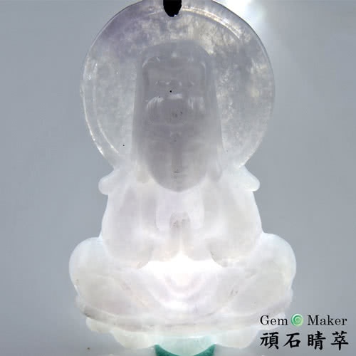 【GemMaker頑石睛萃】合掌觀音紫羅蘭天然A貨翡翠項鍊(31.6g)