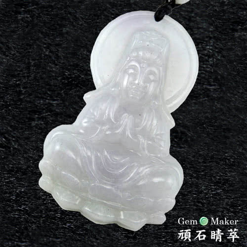 【GemMaker頑石睛萃】合掌觀音紫羅蘭天然A貨翡翠項鍊(31.6g)