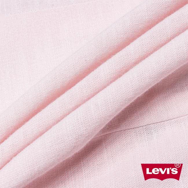 【Levis】女款短袖粉色立領襯衫