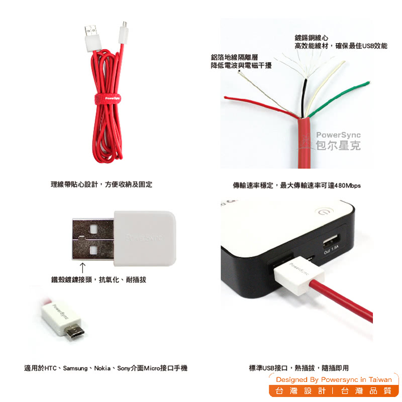 【群加 PowerSync】USB A microB 資料傳輸線/1.5M(USB2-ERMIB152-3)