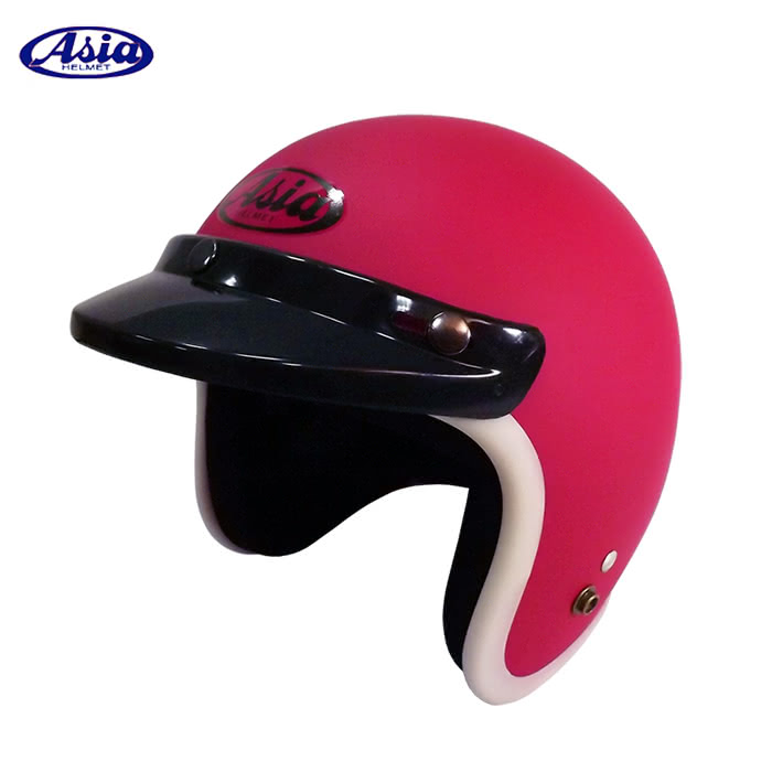 【ASIA】A706 精裝素色寬條安全帽(平桃紅/白)