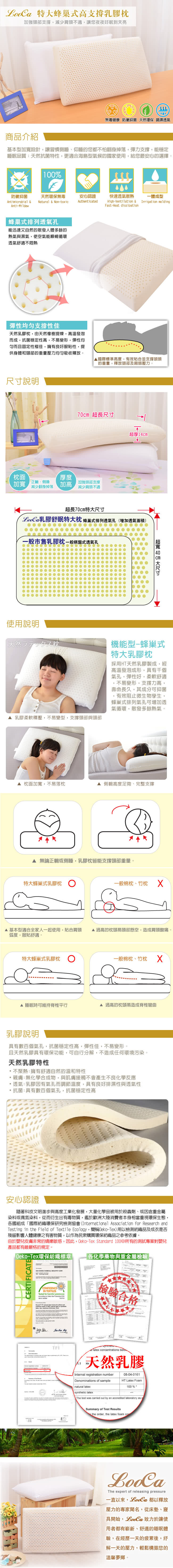 【LooCa】特大蜂巢式高支撐乳膠枕(2入)