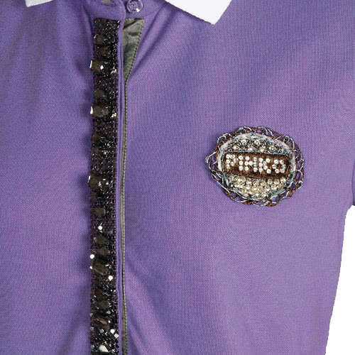 【PINKO】亮片水鑽混搭裝飾短袖POLO衫(丁香紫11D05G foschina viol)