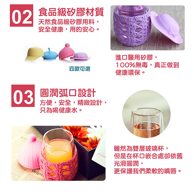 【香港RELEA物生物】帽子造型雙層玻璃隔熱杯(太陽帽-藍)