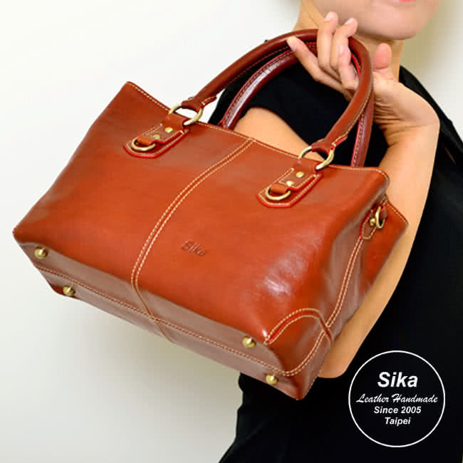 【Sika】義大利時尚風雅古典兩用手提包(M6050-01原味褐)