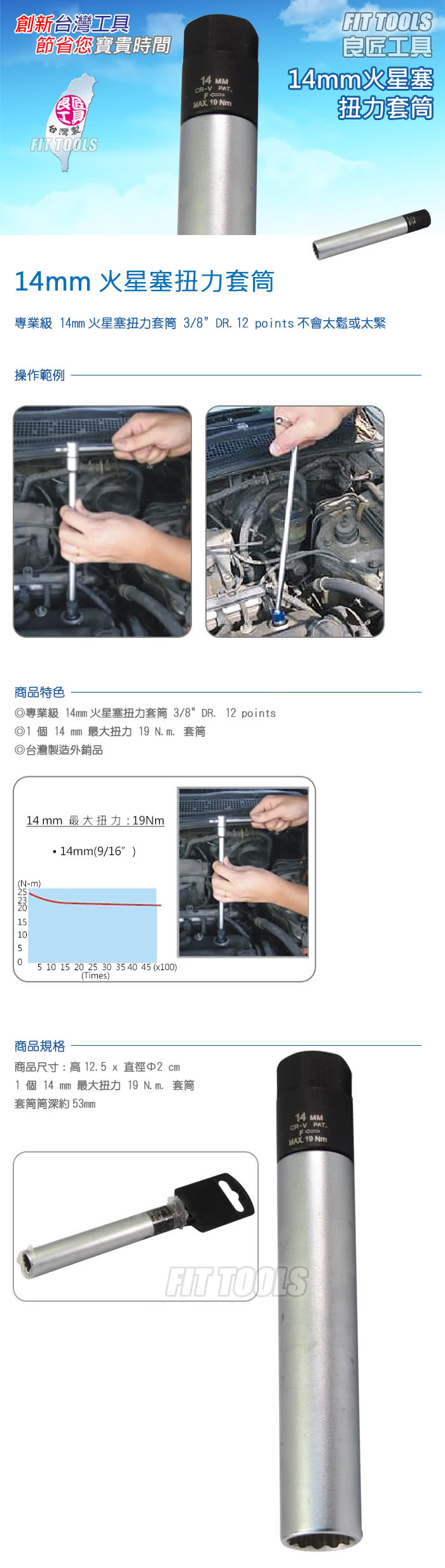 【良匠工具】14mm火星塞扭力限定套筒(火星塞套筒 扭力限定套筒)