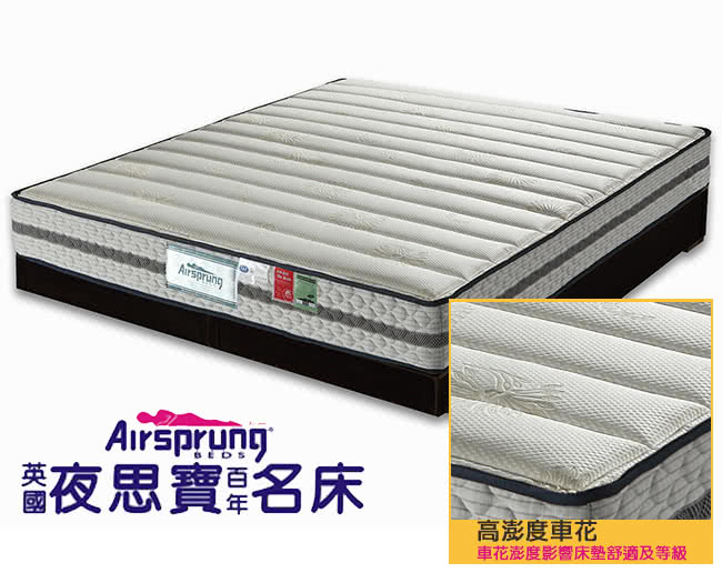 【英國Airsprung】二線珍珠紗+記憶膠硬式彈簧床墊-麵包床-雙人加大6尺