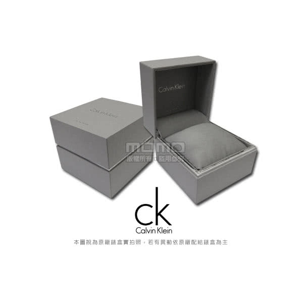 【Calvin Klein】EVEN 沉靜雅緻岩紋皮革手錶 銀白x玫瑰金框x深褐 36mm(K7B236G6)