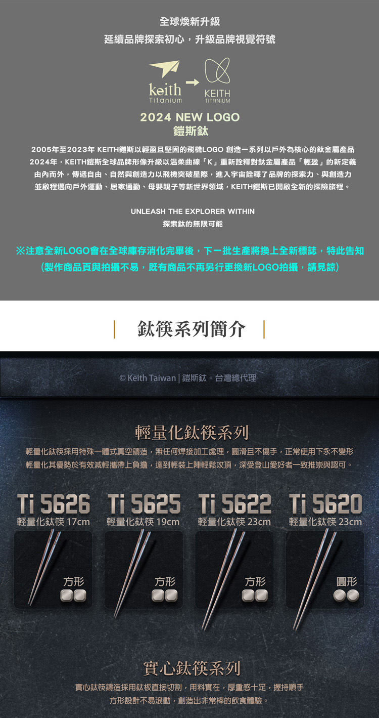 2005年至2023年 KEITH鎧斯以輕盈且堅固的飛機LOGO 創造一系列以戶外為核心的鈦金屬產品