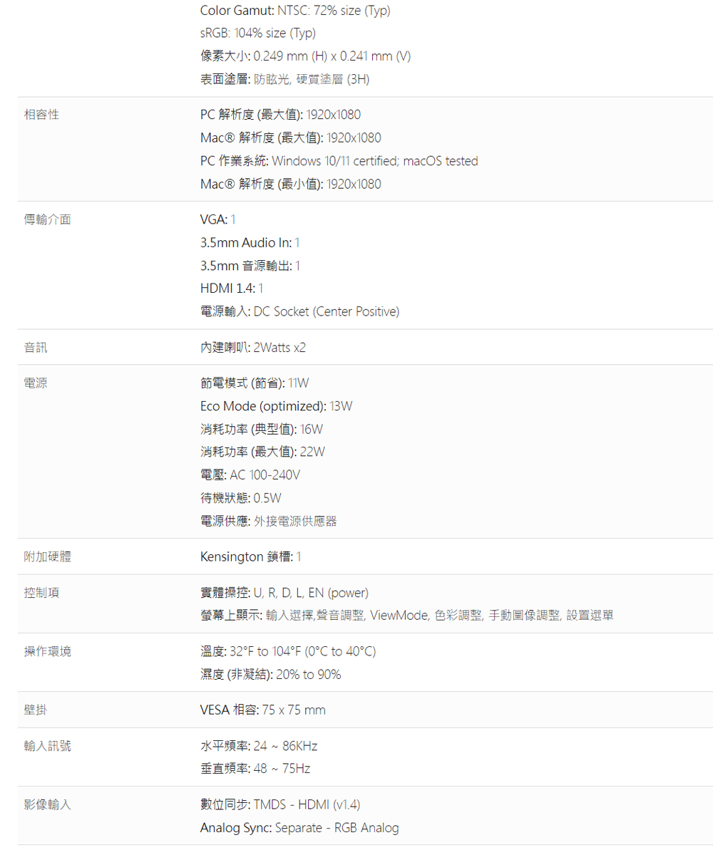 ViewSonic優派 VA2215-MH - 詳情10