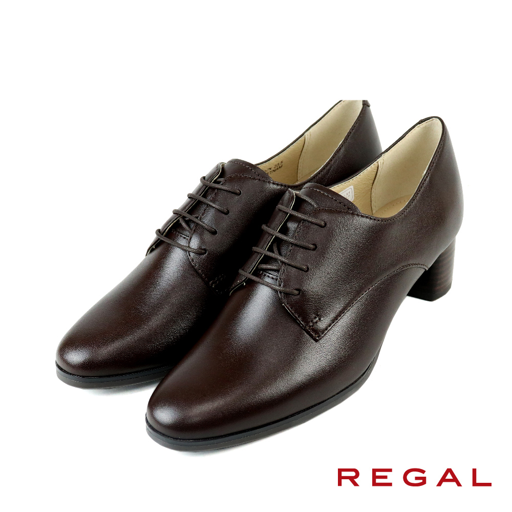 REGAL 日本原廠真皮粗跟德比鞋 棕色(F17N-DN) REGAL 日本原廠真皮粗跟德比鞋 棕色(F17N-DN)