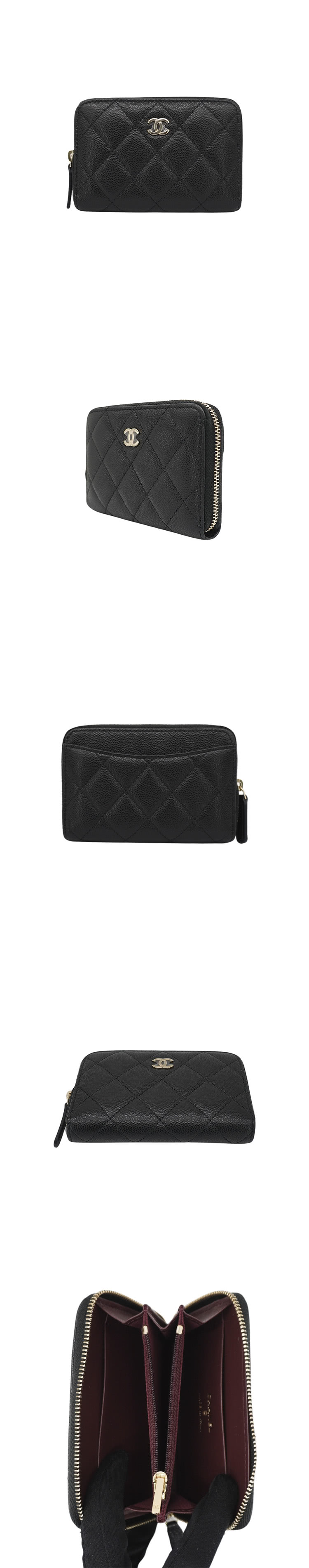 CHANEL 香奈兒 淡金雙C粒紋牛皮拉鍊零錢卡片包(AP3 CHANEL 香奈兒 淡金雙C粒紋牛皮拉鍊零錢卡片包(AP3