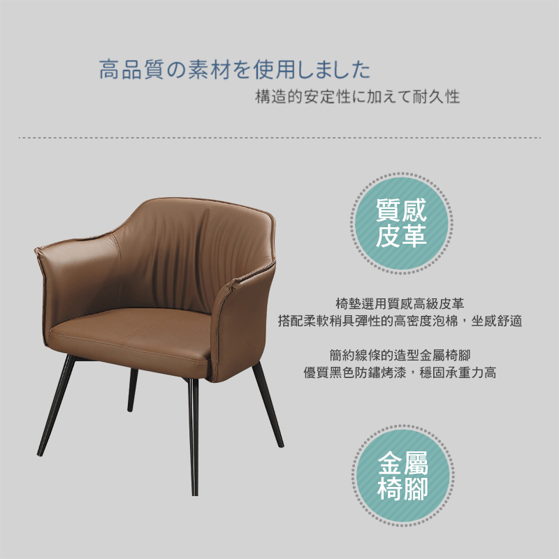 BODEN 羅森爾工業風皮革休閒單人椅/扶手餐椅/商務洽談椅 BODEN 羅森爾工業風皮革休閒單人椅/扶手餐椅/商務洽談椅