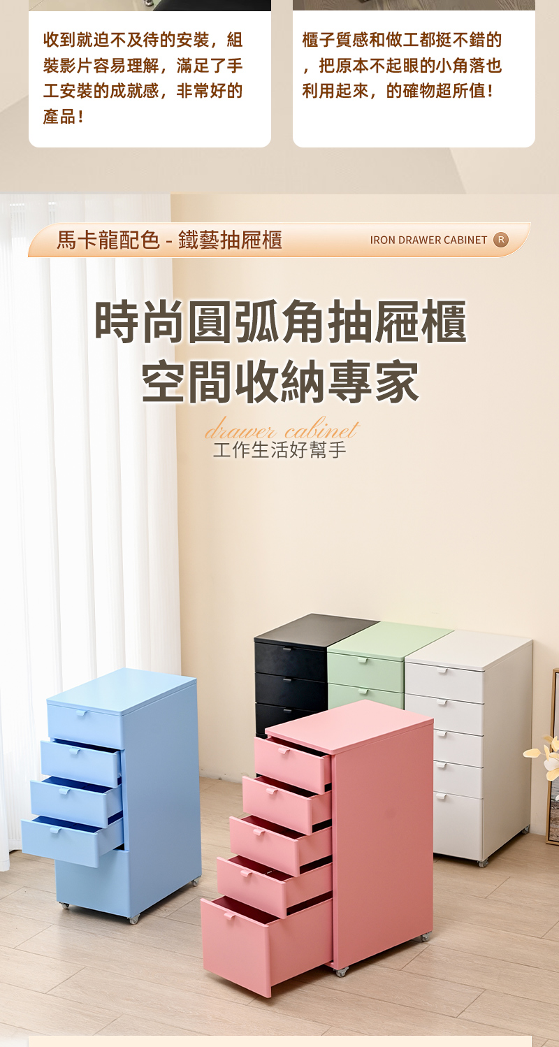 慢慢家居 創新圓弧設計-鐵藝帶輪五抽屜活動櫃(文件櫃 抽屜櫃 慢慢家居 創新圓弧設計-鐵藝帶輪五抽屜活動櫃(文件櫃 抽屜櫃