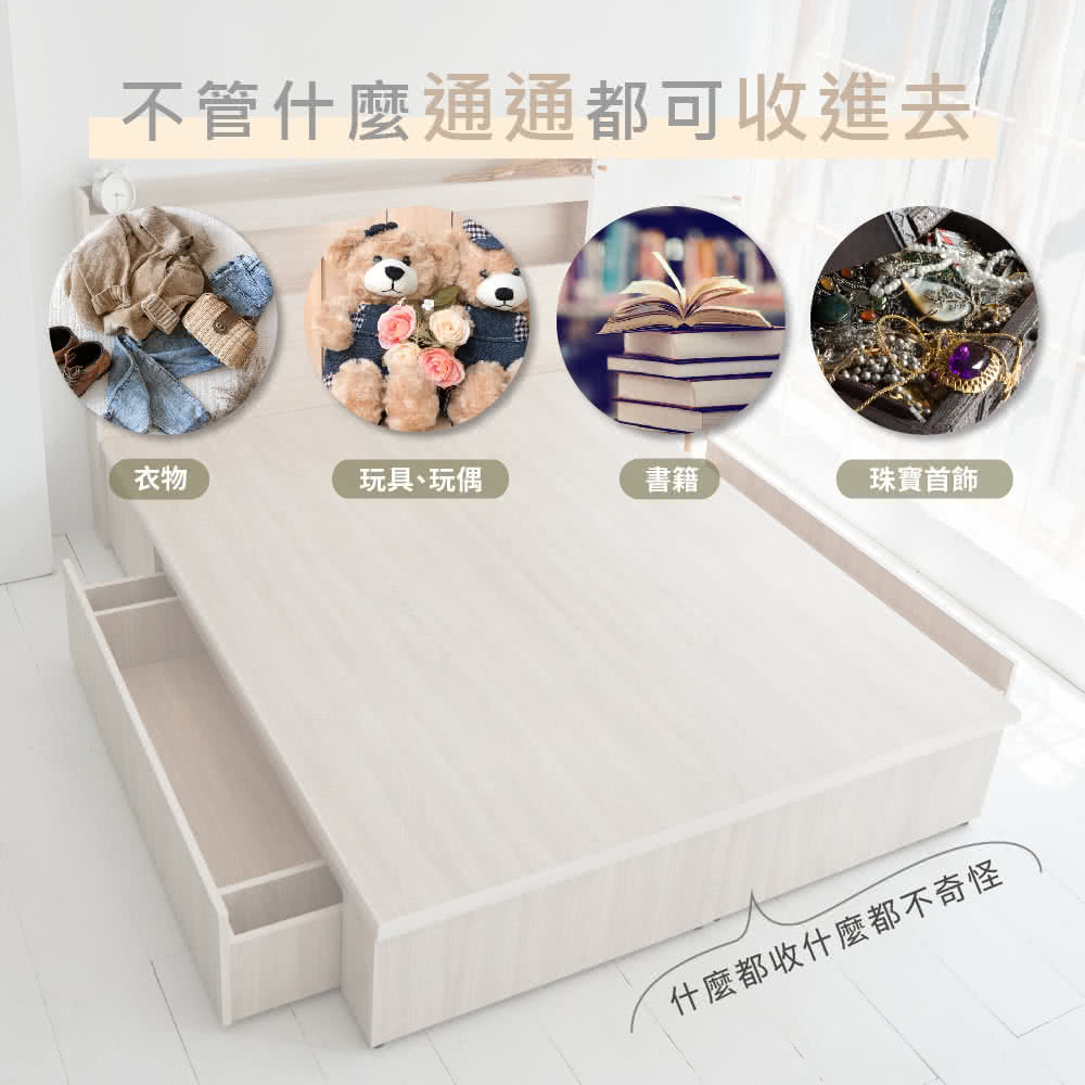 藤原傢俬 白色戀人木芯板收納空間床底/架(雙人加大6尺-單抽 藤原傢俬 白色戀人木芯板收納空間床底/架(雙人加大6尺-單抽