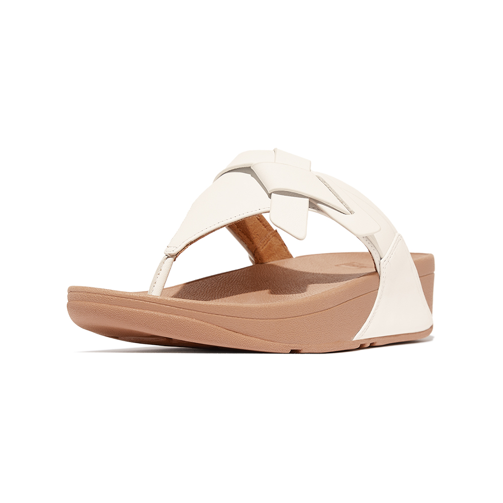 FitFlop LULU 紐結造型皮革夾腳涼鞋-女(都會白) FitFlop LULU 紐結造型皮革夾腳涼鞋-女(都會白)