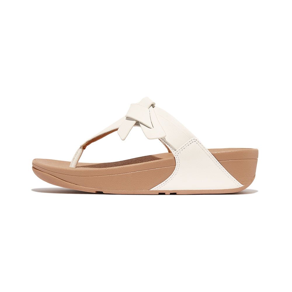 FitFlop LULU 紐結造型皮革夾腳涼鞋-女(都會白) FitFlop LULU 紐結造型皮革夾腳涼鞋-女(都會白)