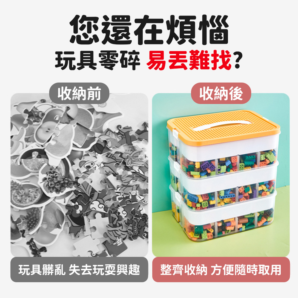 Qiaoyou 巧優生活 2層.分格收納箱(可手提 玩具收納 Qiaoyou 巧優生活 2層.分格收納箱(可手提 玩具收納