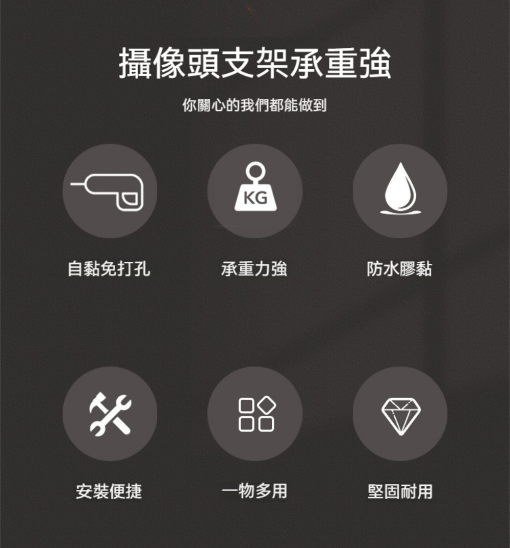 Dagebeno荷生活 免打孔堅固耐用攝影機支架 安裝快速黏 Dagebeno荷生活 免打孔堅固耐用攝影機支架 安裝快速黏