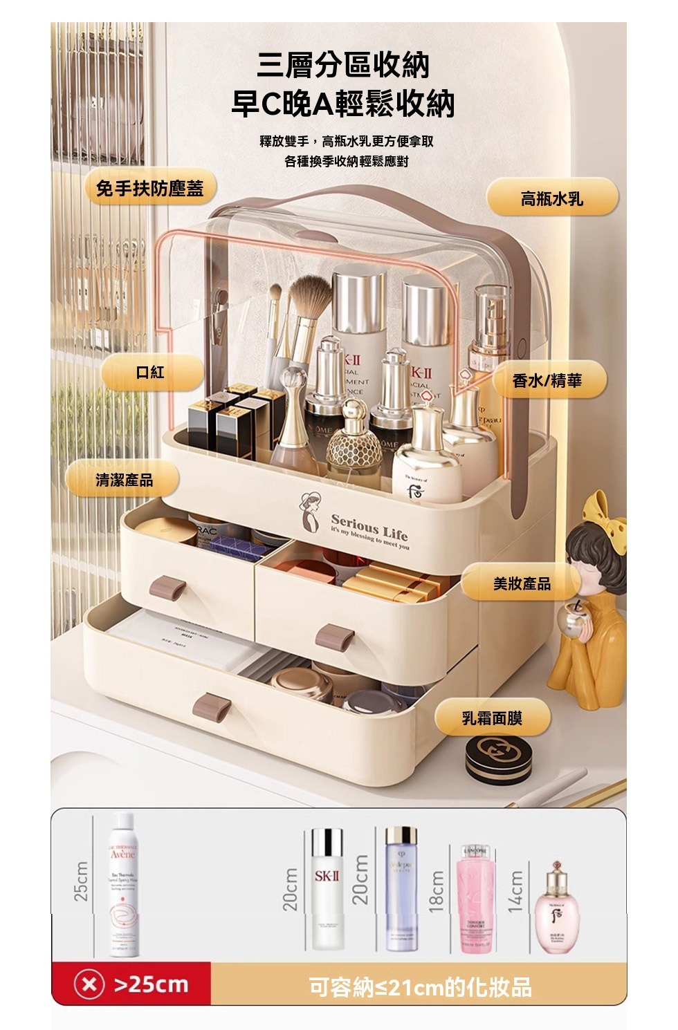 懶人聯盟 化妝品收納盒 盒子 收納 化妝盒 梳妝臺護膚品置物 懶人聯盟 化妝品收納盒 盒子 收納 化妝盒 梳妝臺護膚品置物