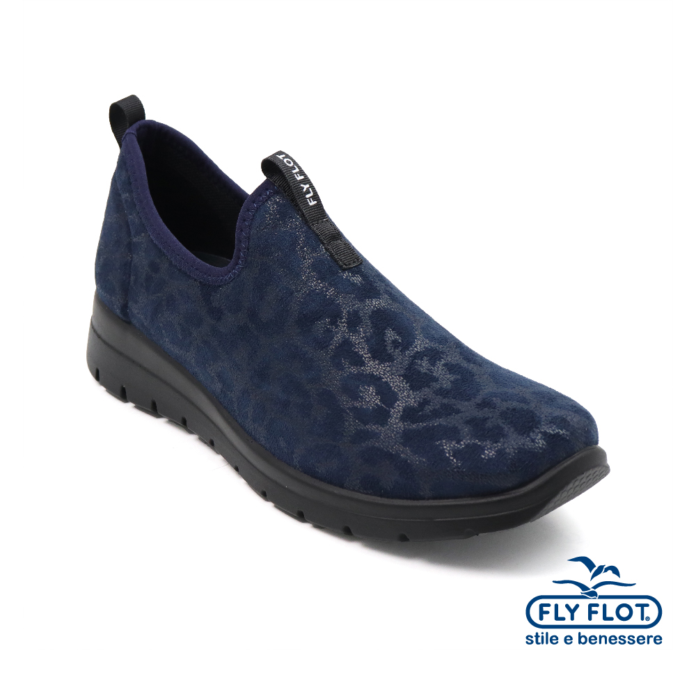 FLYFLOR 義大利原廠厚底豹紋造型懶人休閒鞋 深藍色(2 FLYFLOR 義大利原廠厚底豹紋造型懶人休閒鞋 深藍色(2