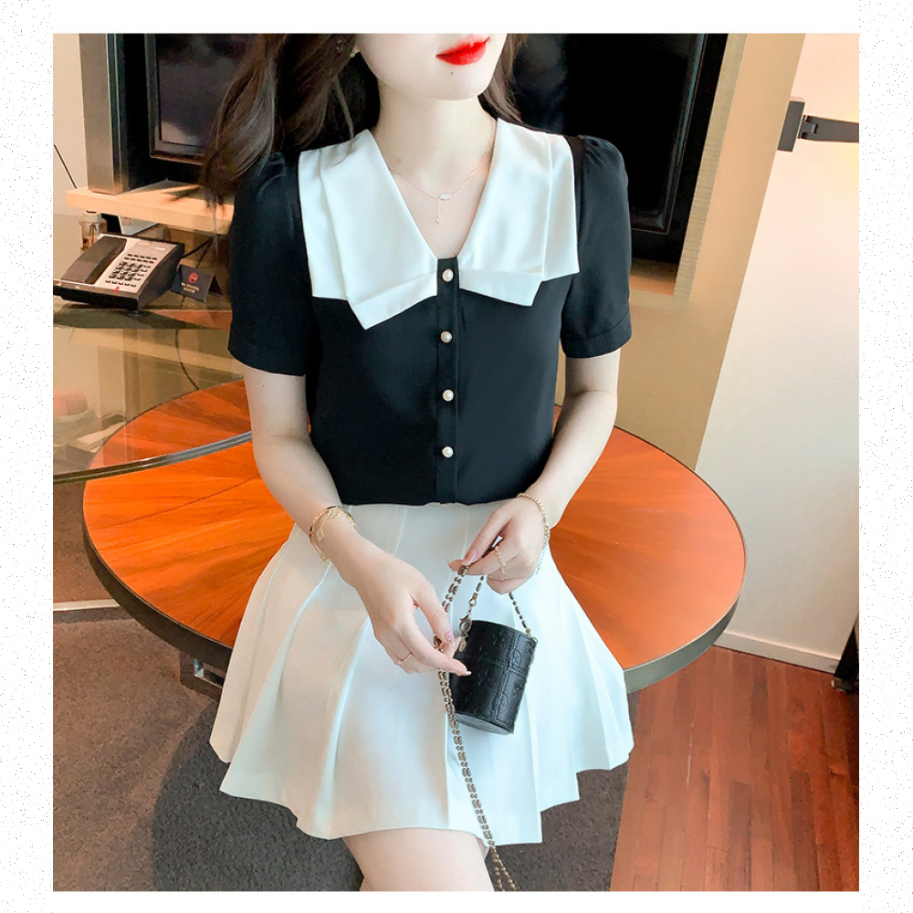 Very Buy 非常勸敗 預購/襯衫女娃娃領上衣歐美減齡短 Very Buy 非常勸敗 預購/襯衫女娃娃領上衣歐美減齡短