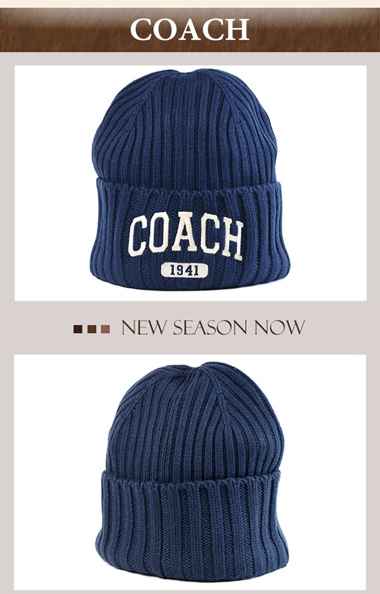 COACH 刺繡品牌羊毛帽-藍色 推薦 COACH 刺繡品牌羊毛帽-藍色 推薦