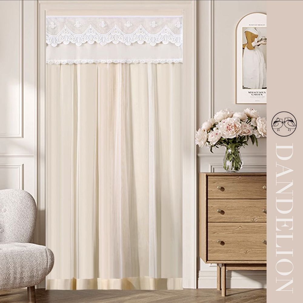 PLUSIEURS 法式蕾絲雙層黏貼門簾(寬90x高190公 PLUSIEURS 法式蕾絲雙層黏貼門簾(寬90x高190公