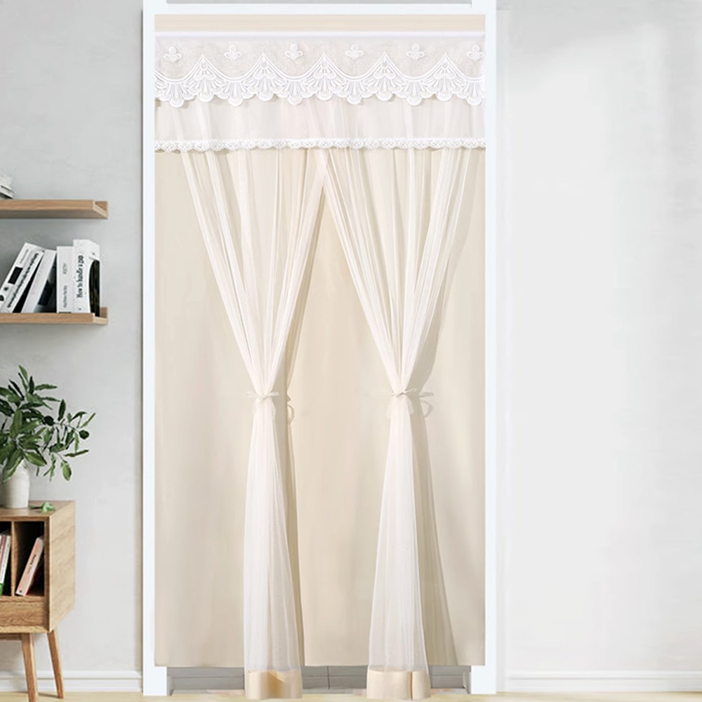 PLUSIEURS 法式蕾絲雙層黏貼門簾(寬90x高190公 PLUSIEURS 法式蕾絲雙層黏貼門簾(寬90x高190公