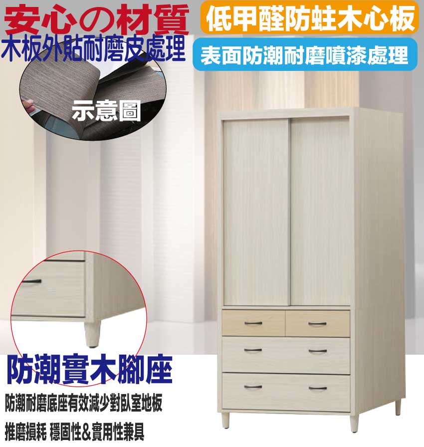 文創集 米賽倫3.5尺推門四抽衣櫃(二色可選)好評推薦 文創集 米賽倫3.5尺推門四抽衣櫃(二色可選)好評推薦