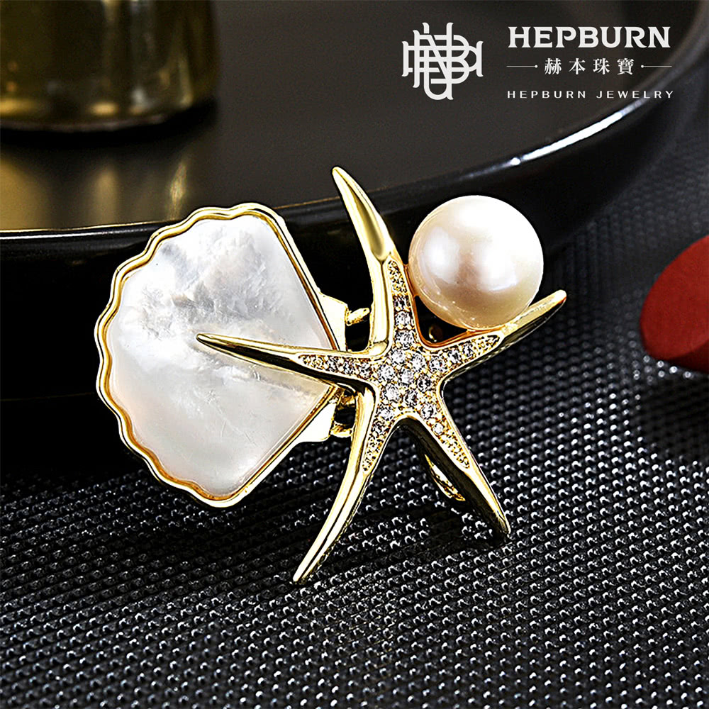 赫本珠寶 海洋貝母珍珠海星設計款水晶胸針好評推薦 赫本珠寶 海洋貝母珍珠海星設計款水晶胸針好評推薦